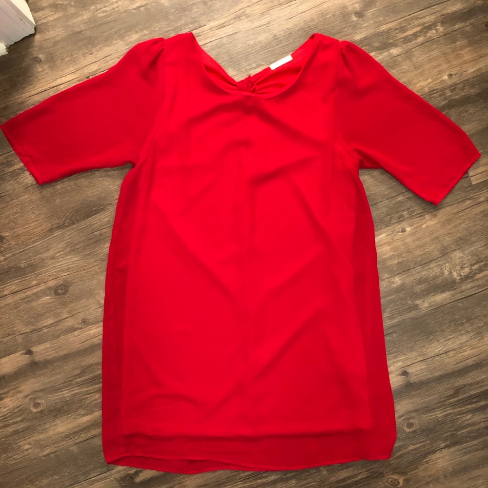 Red Shift Dress with Knot/Bow Back